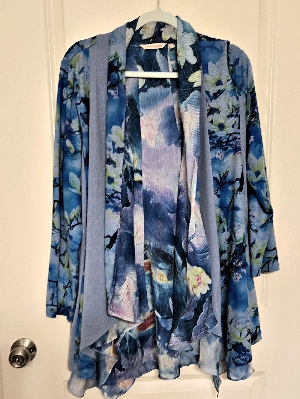 Soft Surroundings Floral Cardigan in Blue